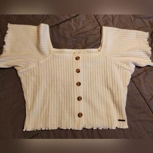 ROXY CROPPED POINTELLE RIBBED TOP